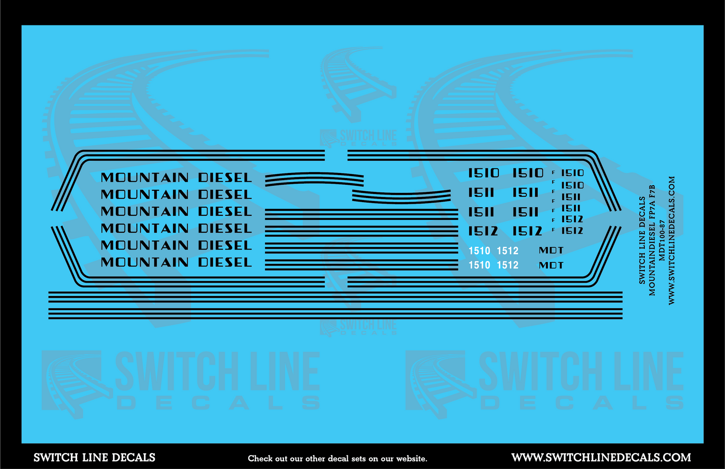 HO Scale Mountain Diesel FP7A, F7B Locomotive Decal Set