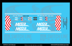 N Scale Metra EMD F7 305 308 Locomotive Decal Set