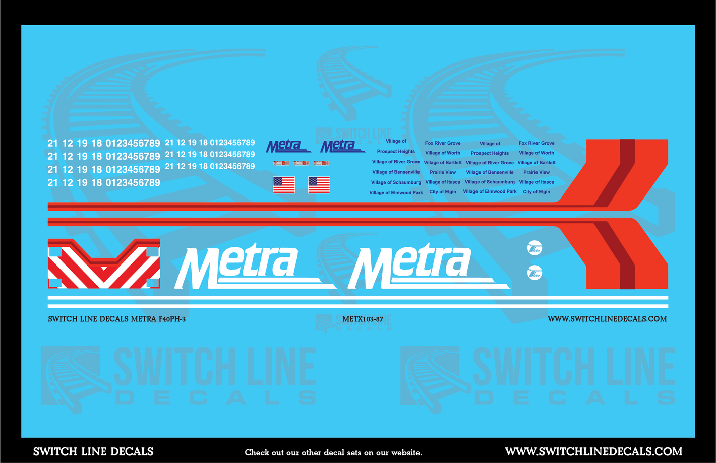 HO Scale Metra F40PH-3 Locomotive Decal Set