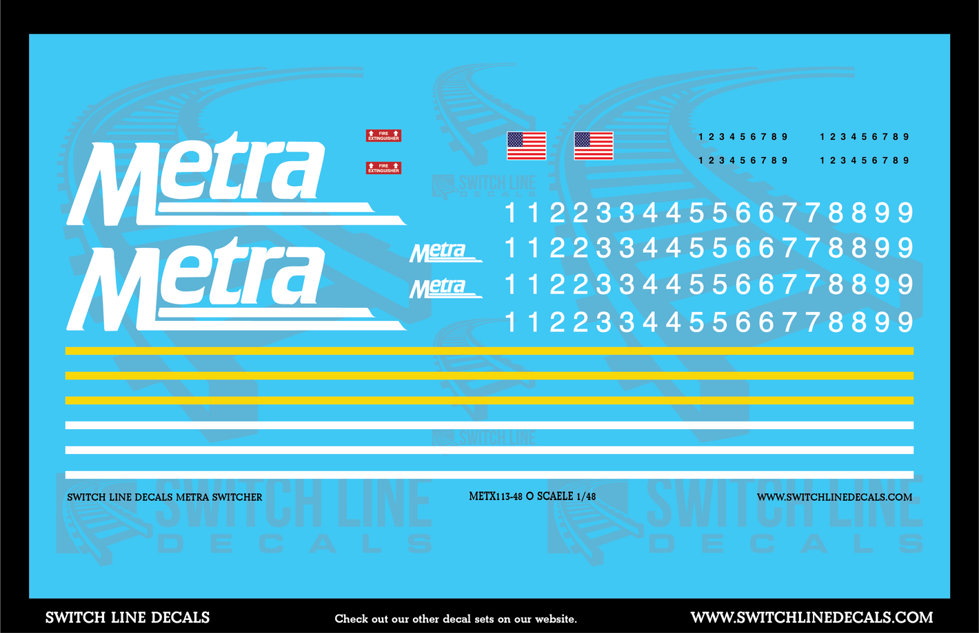 O Scale Metra Switching SW Locomotives Decal Set