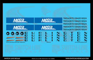 O Scale Metra Budd "Burlington" Passenger Car Decal Set