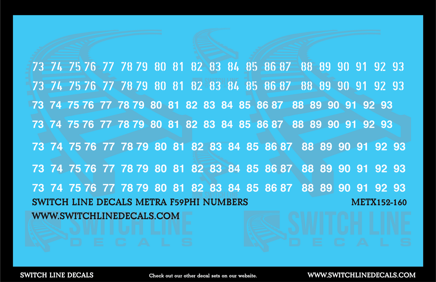 N Scale Metra F59PHI Locomotive Numbers Decal Set