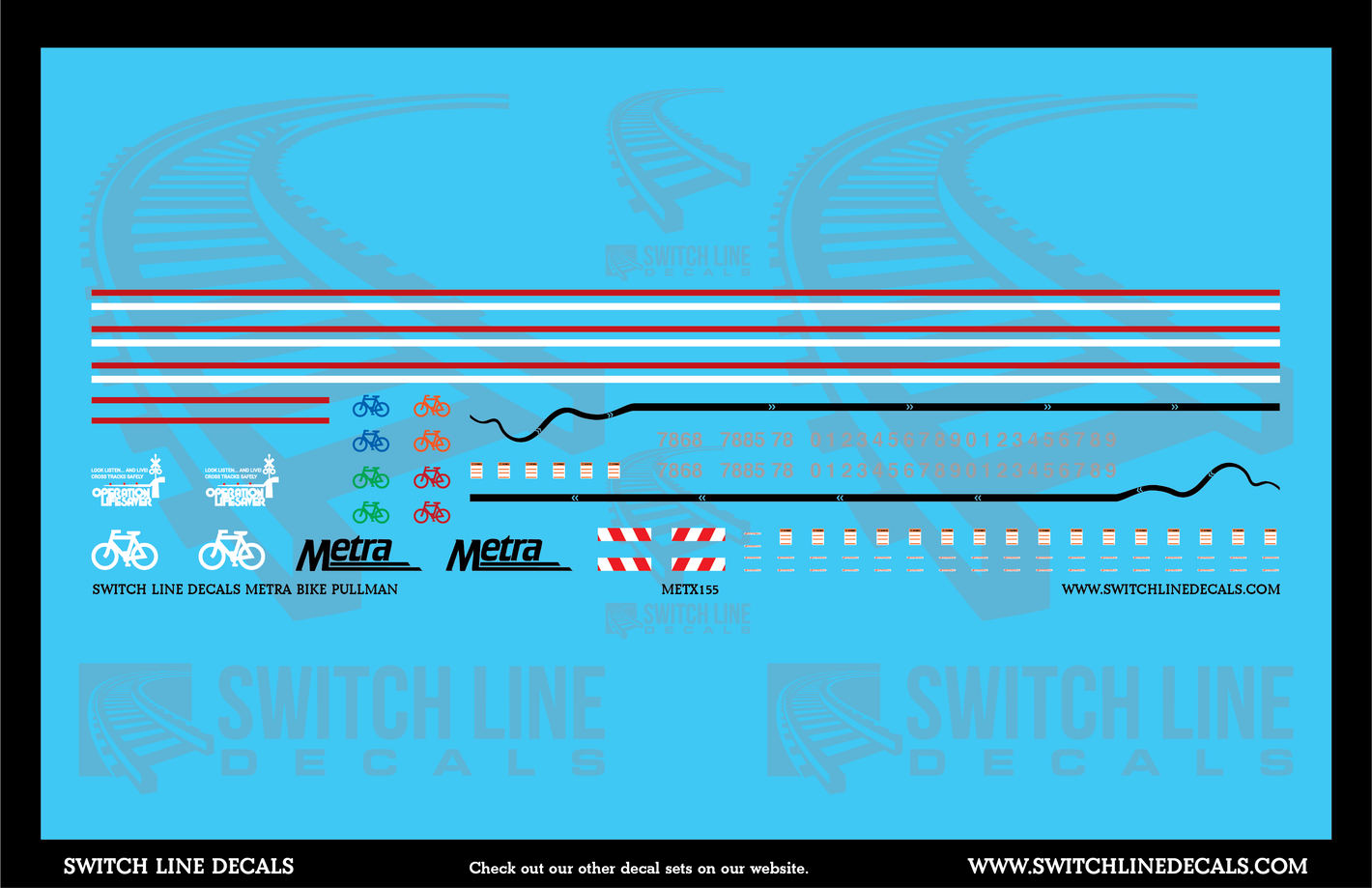 O Scale Metra Pullman Bike Car Decal Set