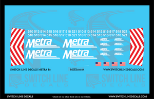 HO Scale Metra E8 Locomotive Decal Set