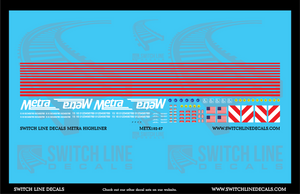 HO Scale Metra Highliner Decal Set