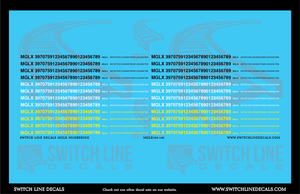 N Scale MGLX Numbering Decal Set