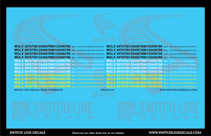 HO Scale MGLX Numbering Decal Set