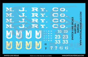 N Scale MJRY EMD SW Locomotives Decal Set