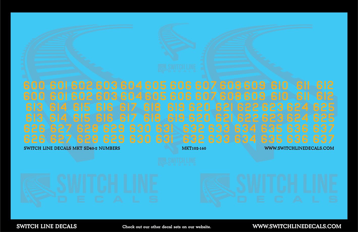 N Scale MKT SD40-2 Numbers Decal Set