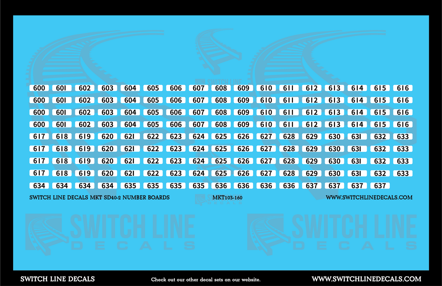 N Scale MKT SD40-2 Number Boards V1 Decal Set