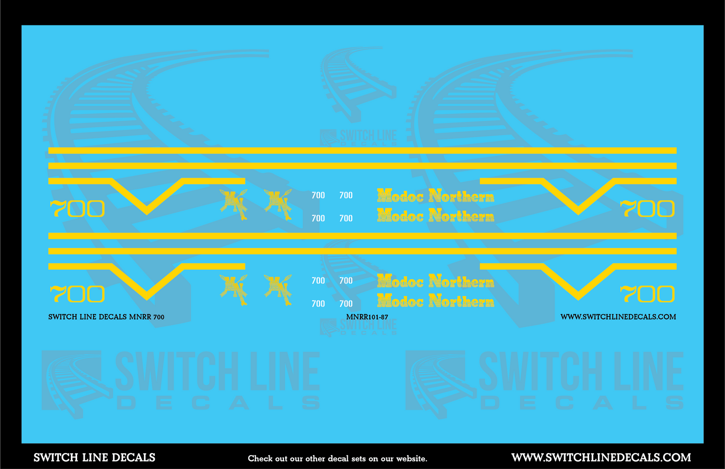 HO Scale Modoc Northern 700 Locomotive Decal Set