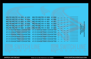 N Scale MQRX Numbers Decal Set