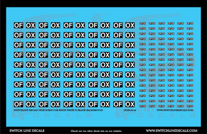 O Scale OFOX Scrap Car Patches White w/Black Background Decal Set | Switchline Decals