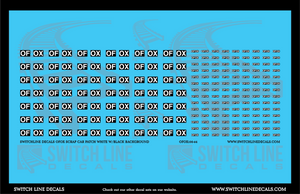 S Scale OFOX Scrap Car Patches White w/Black Background Decal Set | Switchline Decals