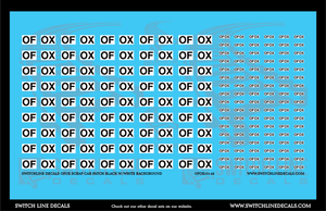 O Scale OFOX Scrap Car Patches Black w/White Background Decal Set | Switchline Decals