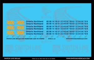 N Scale Ontario Northland Passenger Cars No Stripes Decal Set