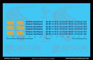 HO Scale Ontario Northland Passenger Cars No Stripes Decal Set