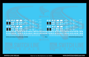 HO Scale Penn Central 100 Ton Coal Hoppers Decal Set