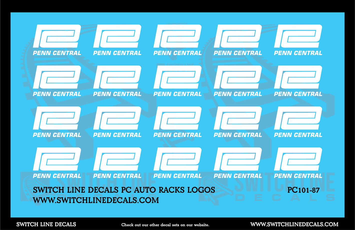 HO Scale Penn Central Auto Rack Logos Decal Set