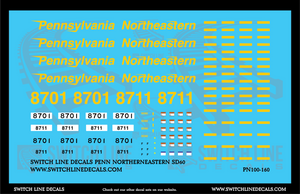 N Scale Pennsylvania Northeastern SD60 Locomotive Decal Set