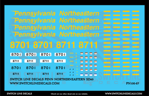 HO Scale Pennsylvania Northeastern SD60 Locomotive Decal Set