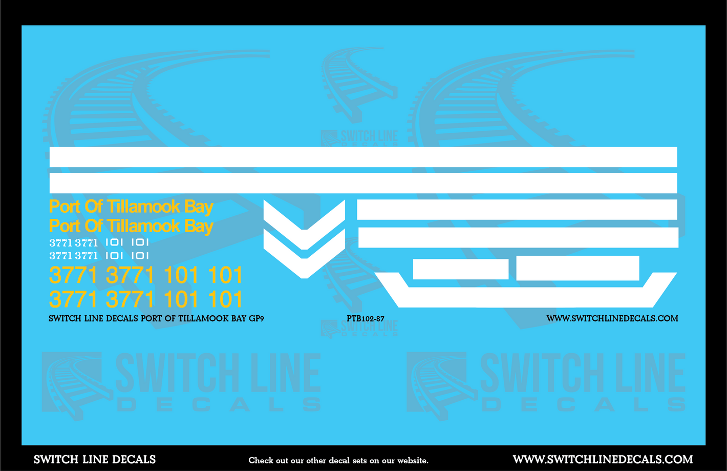 HO Scale Port Of Tillamook Bay GP9 Locomotive Decal Set