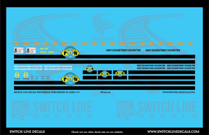 N Scale Providence & Worchester GE Dash 8 V3 Locomotive Decal Set