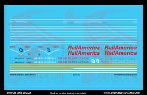 N Scale FEC Rail America SD70M-2 Locomotive Decal Set