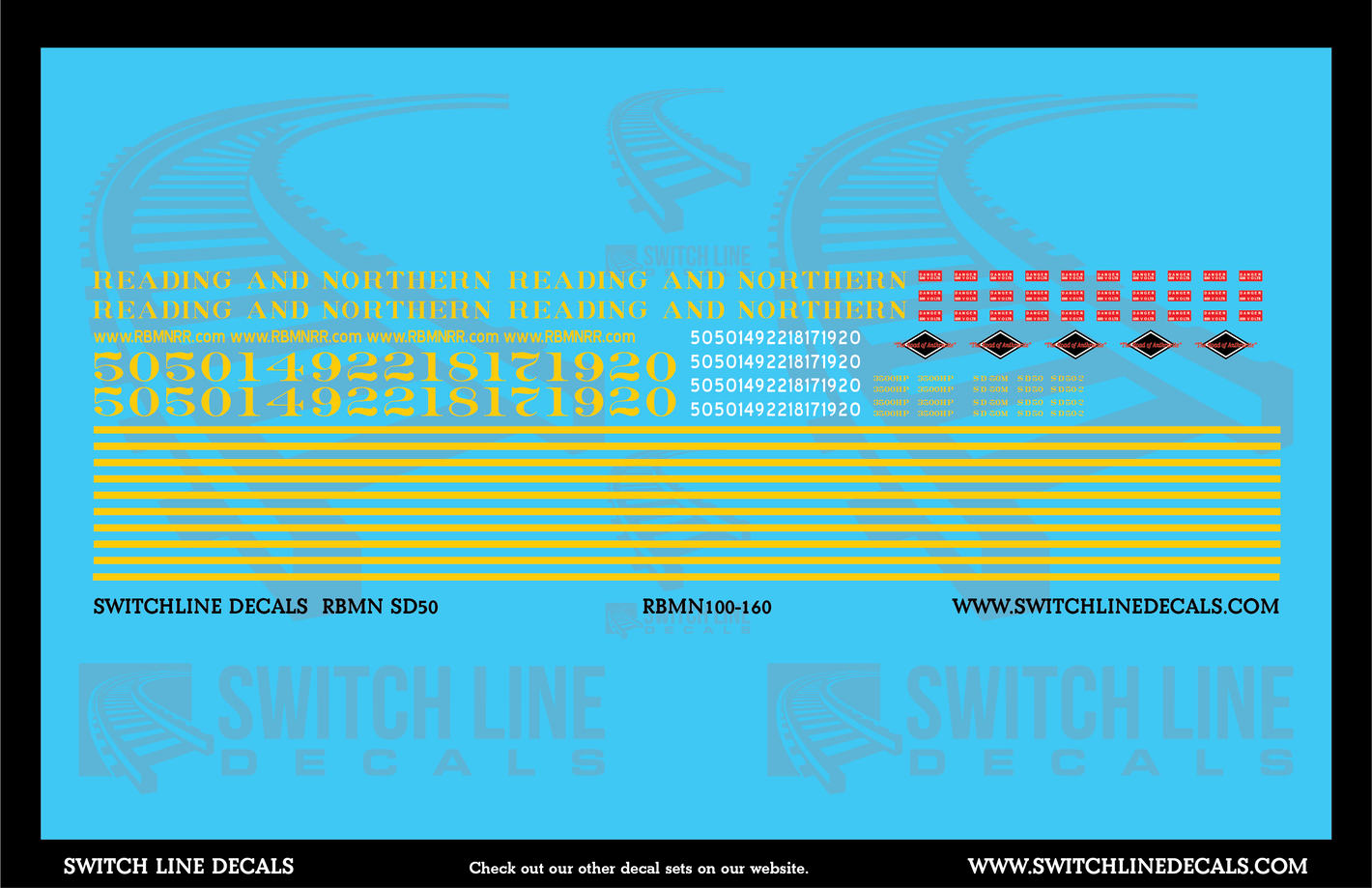 N Scale Reading Blue Mountain & Northern SD50 Locomotive Decal Set