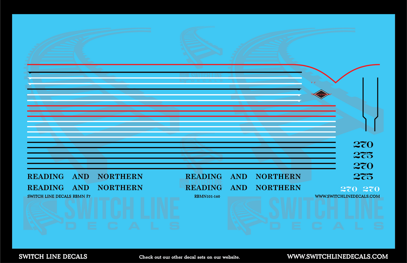 N Scale Reading Blue Mountain & Northern F7 Locomotive Decal Set