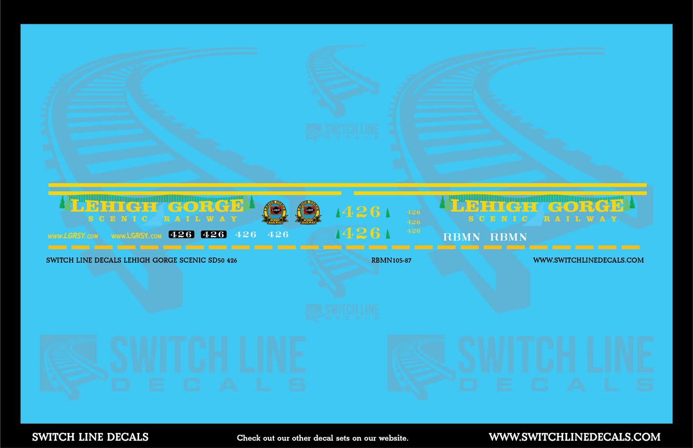 HO Scale Lehigh Gorge Scenic SD50 426 Locomotive Decal Set