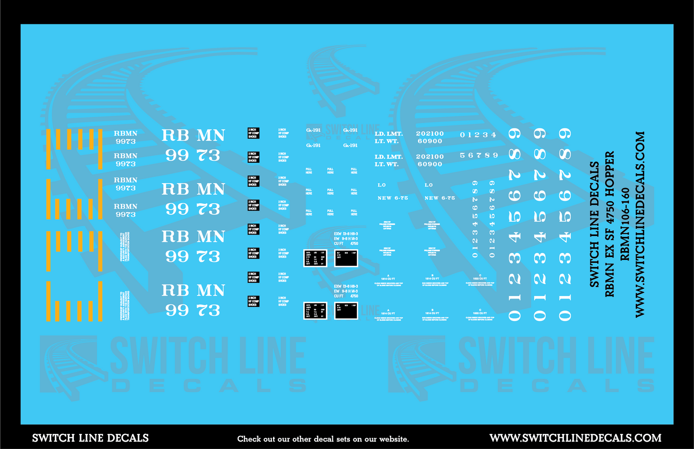 N Scale Reading Blue Mountain & Northern EX SF 4750 Hopper Decal Set