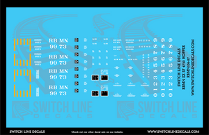 HO Scale Reading Blue Mountain & Northern EX SF 4750 Hopper Decal Set