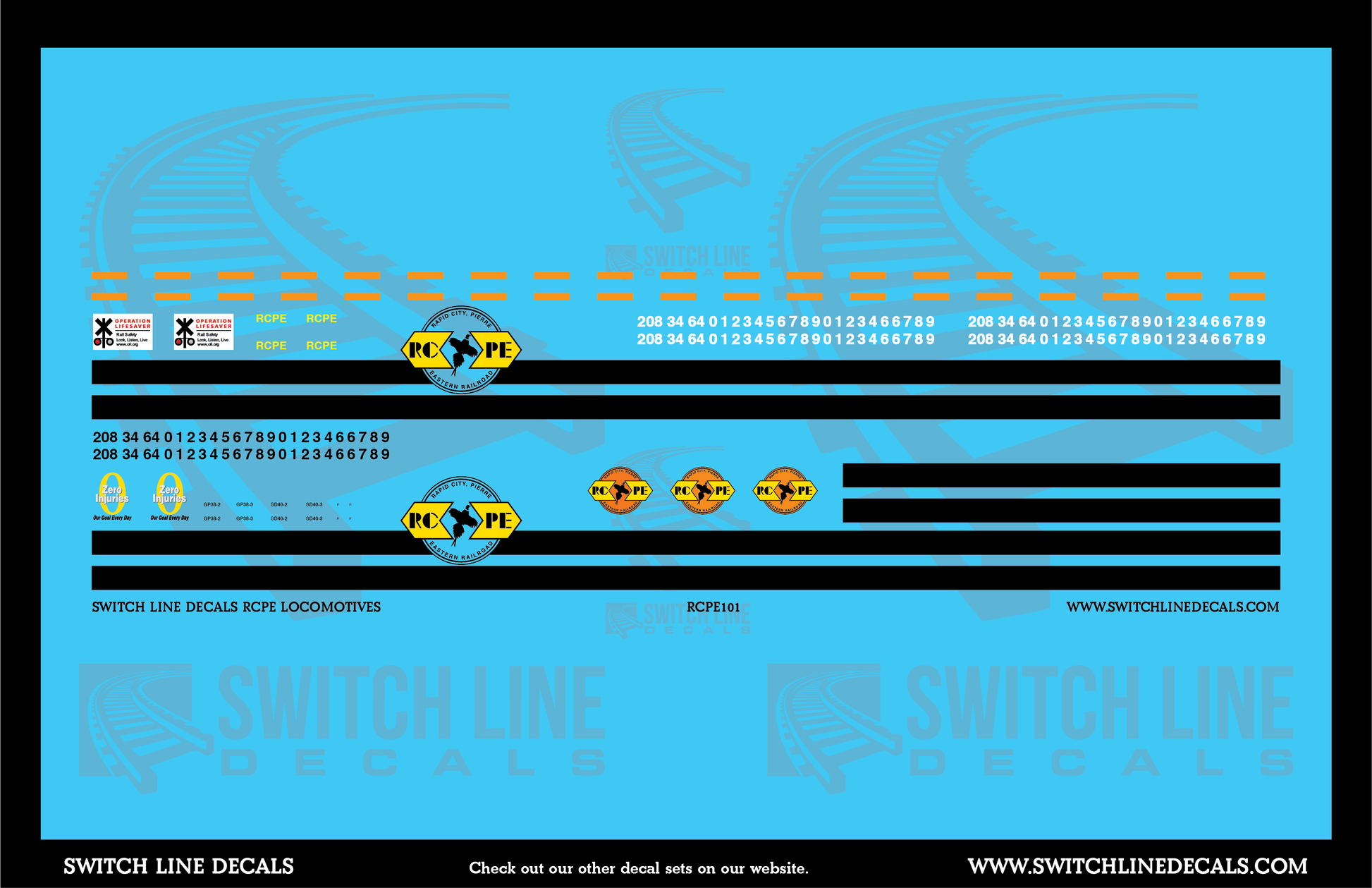 HO Scale Rapid City, Pierre Easter Railroad RCPE GP / SD Locomotives Decal Set