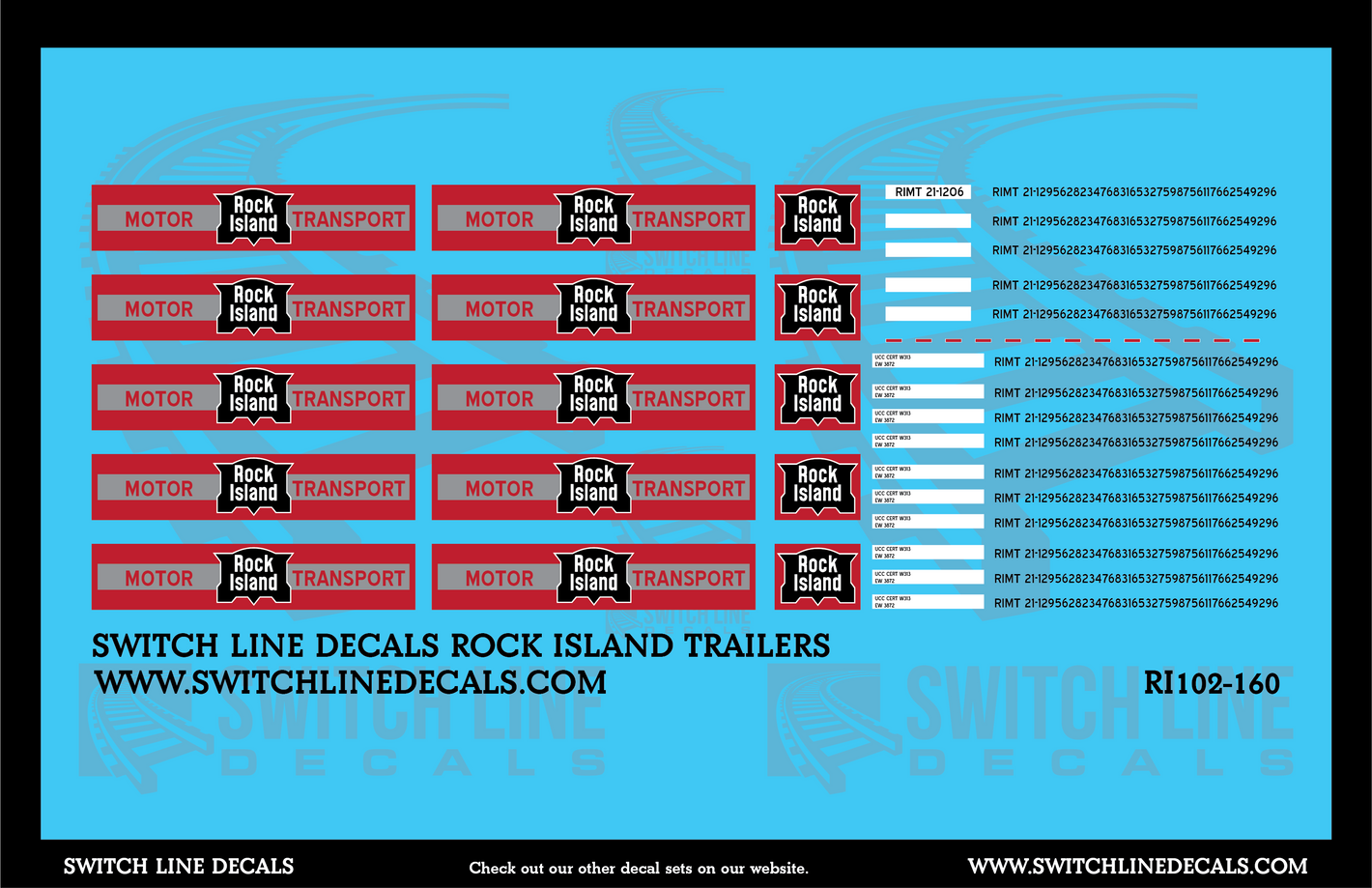 N Scale Rock Island Trailers Decal Set