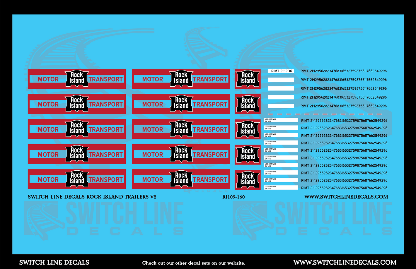 N Scale Rock Island Trailers V2 Decal Set