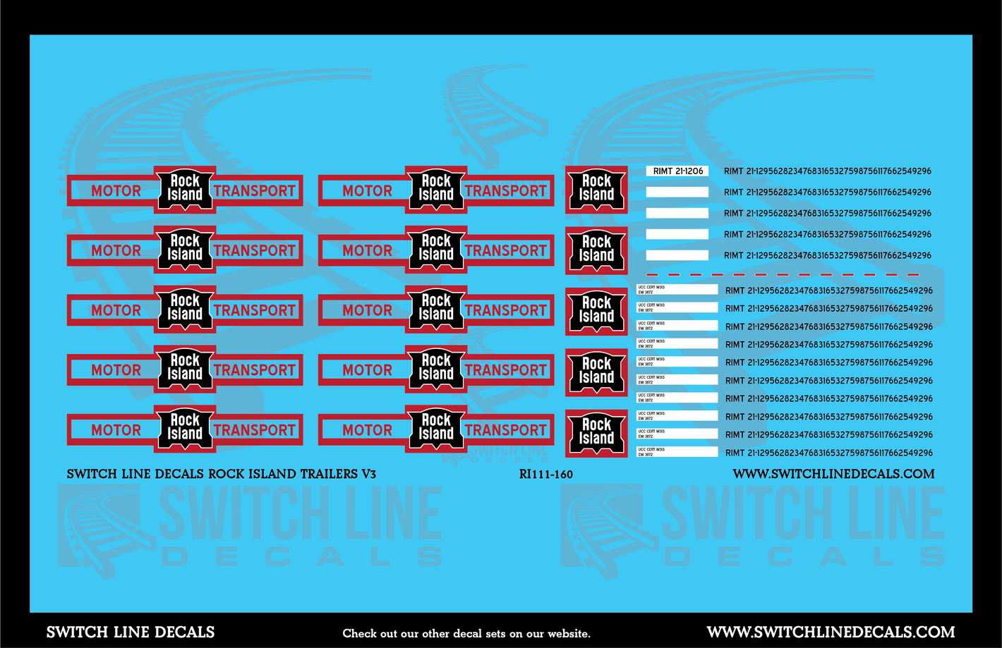 N Scale Rock Island Tractor Trailers V3 Decal Set