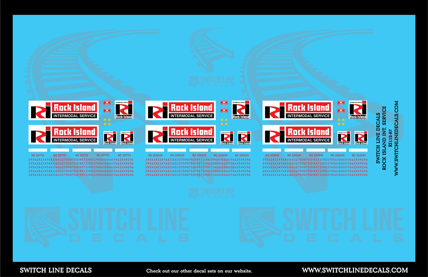 HO Scale Rock Island Intermodal Service Decal Set