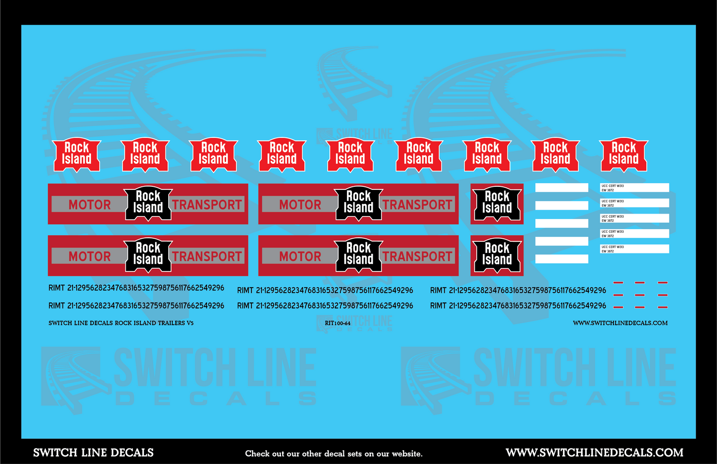 S Scale Rock Island Trailers V5 Decal Set