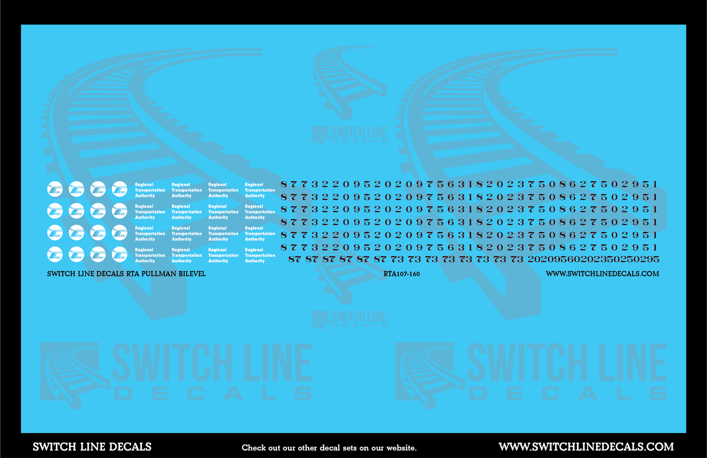 N Scale RTA Pullman Bilevel Decal Set