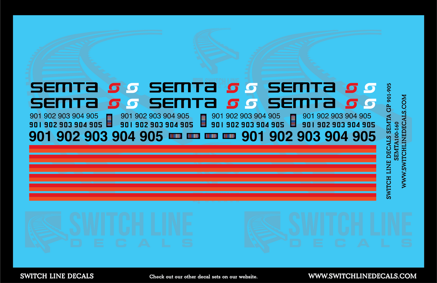 N Scale SEMTA GP 9001 - 905 Locomotive Decal Set