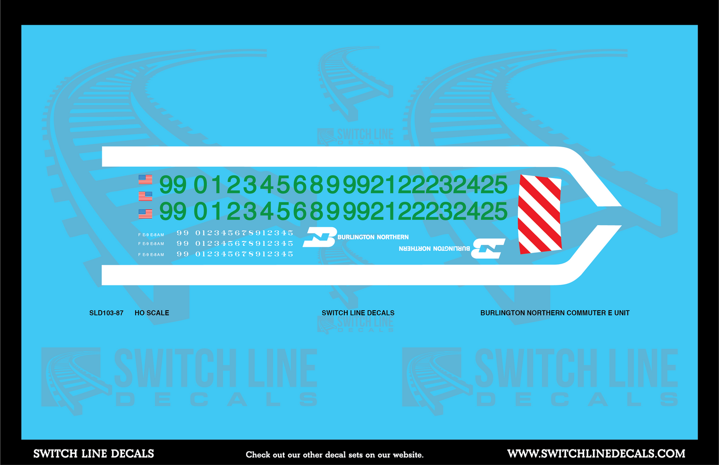 HO Scale Burlington Northern Commuter E Unit Locomotive Decal Set