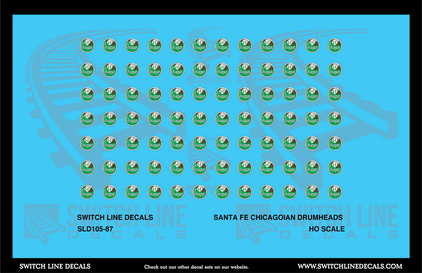 HO Scale Santa Fe Chicagoan Drumheads Decal Set