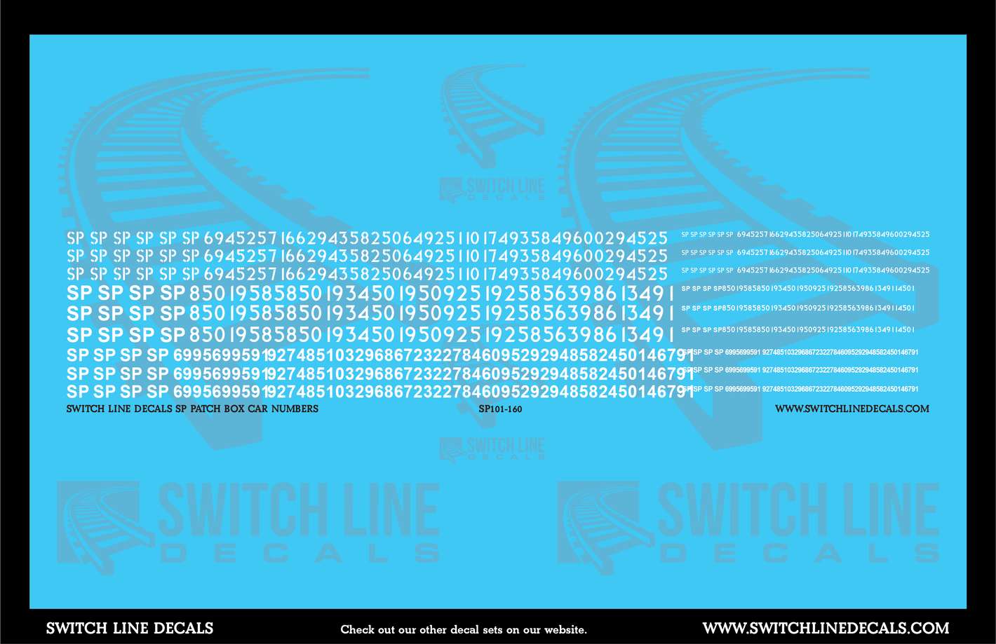 N Scale SP Patch Box Car Numbers Decal Set