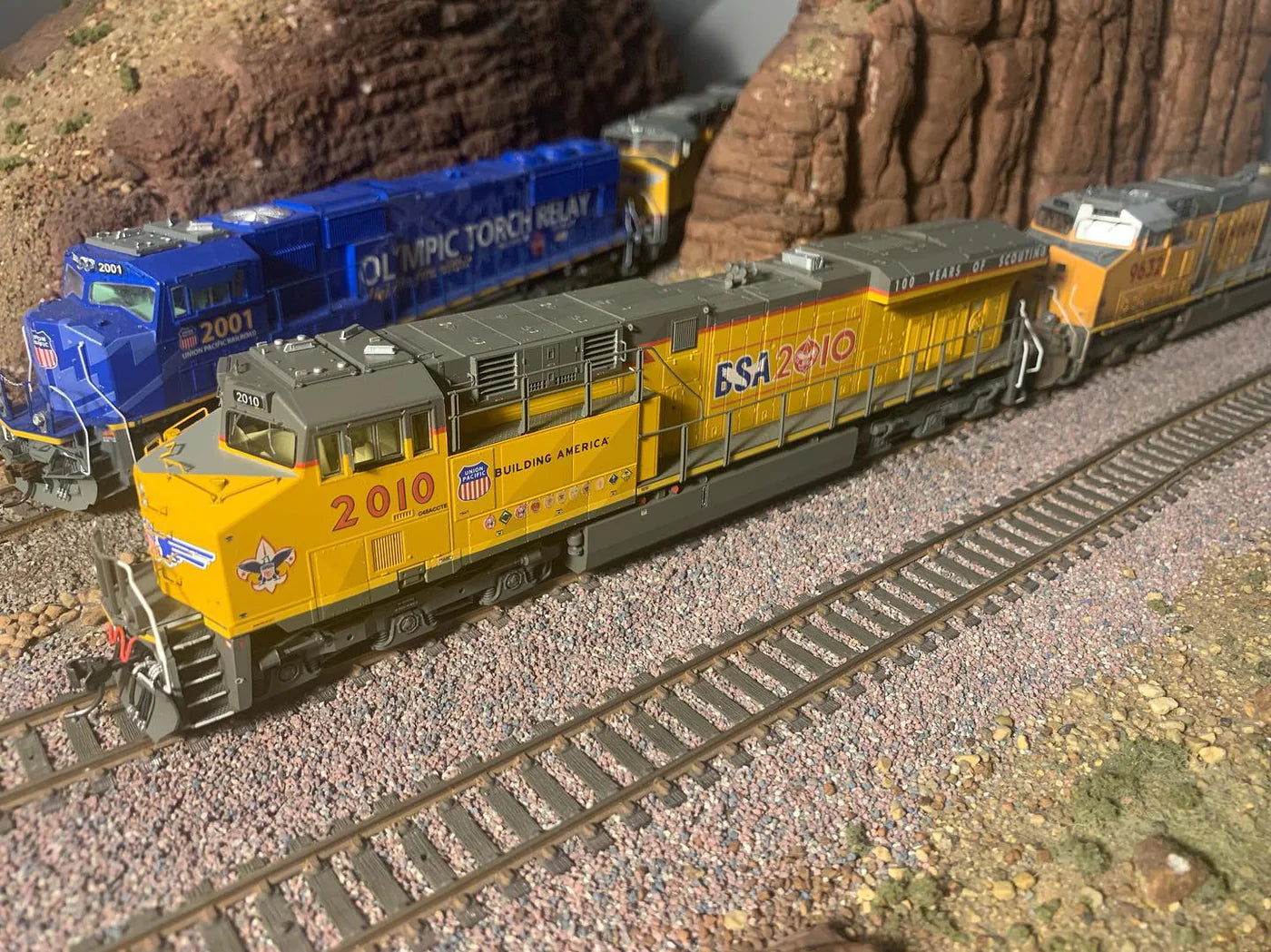 Switch Line Decals Union Pacific Boy Scout 2010 Locomotive Decals In HO and N scale for Model Trains.