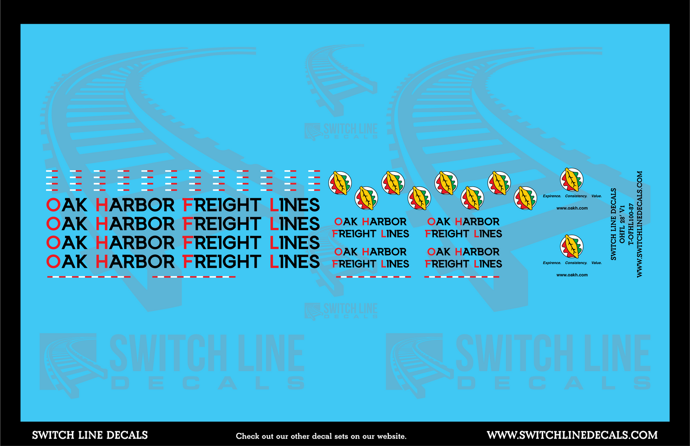 HO Scale Oak Harbor Freight Lines 28' Trailers Decal Set