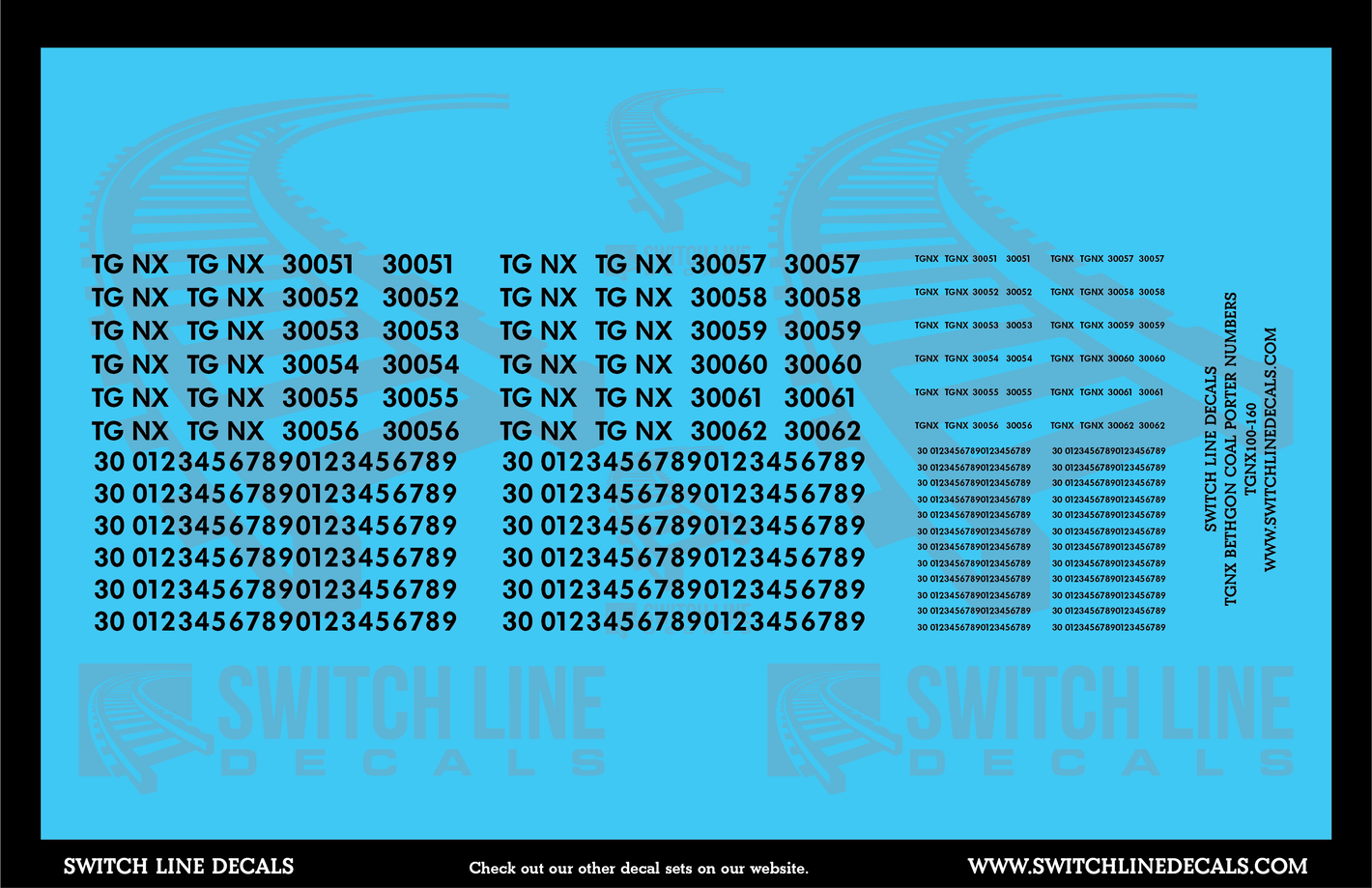 N Scale TGNX Bethgon Coal Porter Numbers Decal Set