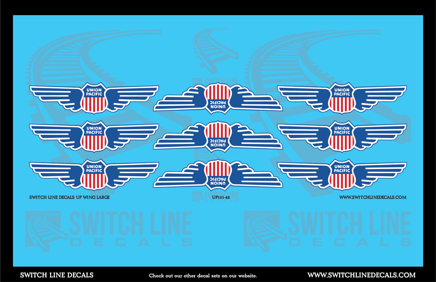 O Scale Union Pacific Large Wing Decal Set