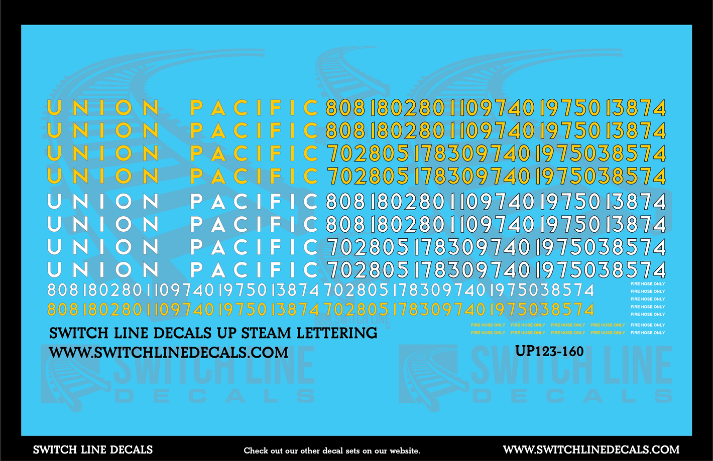 N Scale Union Pacific Steam Lettering Decal Set