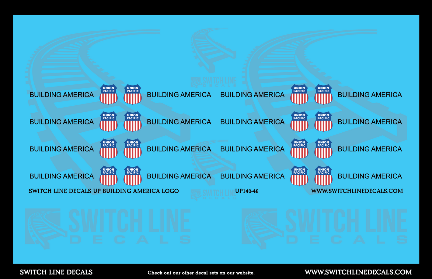 O Scale Union Pacific Building America Logo Decal Set